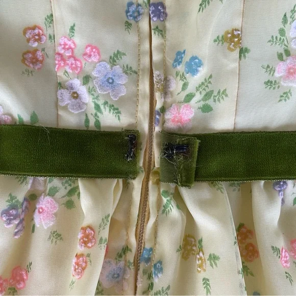 Vintage 1970s Handmade Floral Empire Waist Regency Prairie Formal Prom Dress - Picture 12 of 14